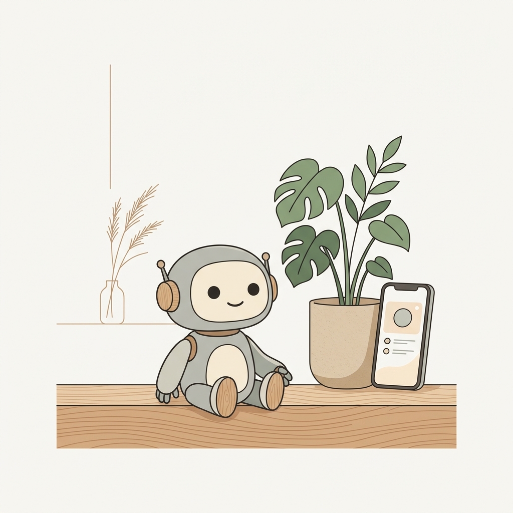 親しみやすいAIロボットのイラスト